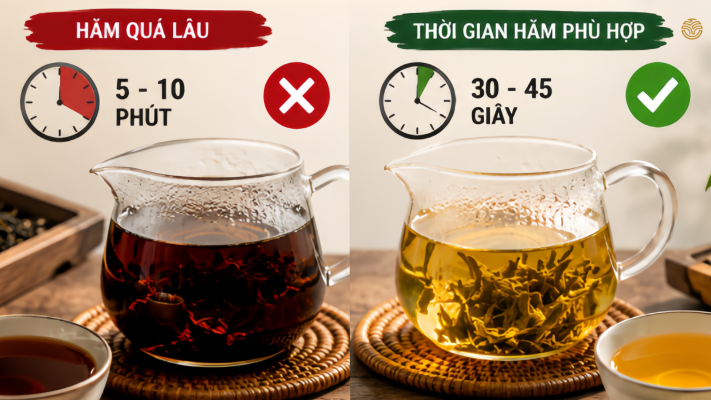 Hãm trà quá lâu sẽ không ngon khi uống trà shan tuyết